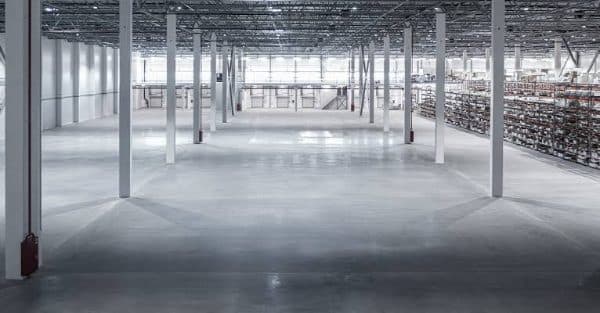 Finished high-performance warehouse floor slab