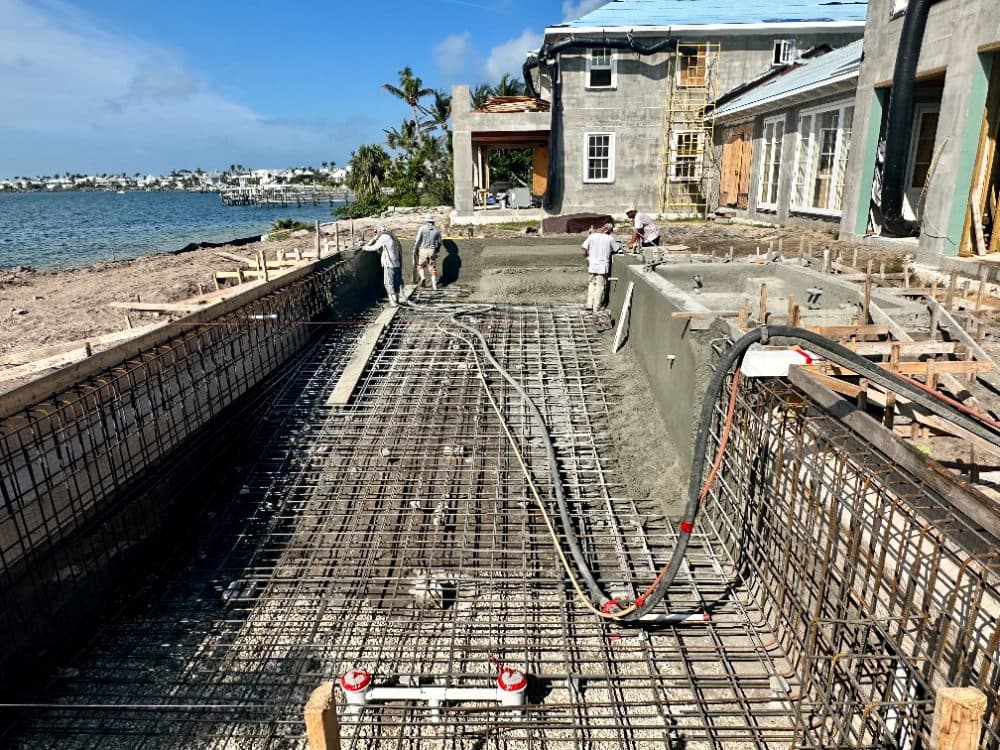 Concrete placement for a residential pool