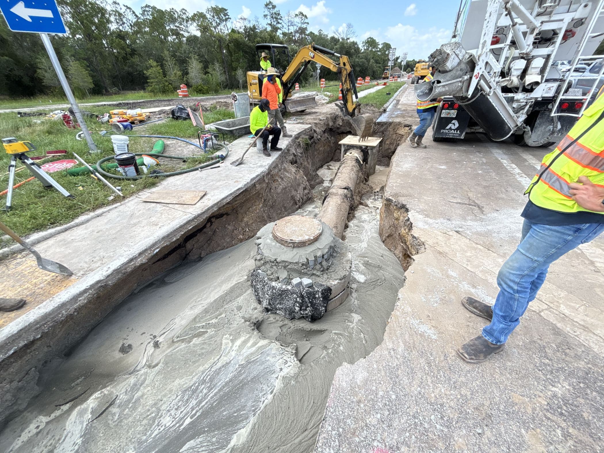 Grout being placed on a Southwest Florida jobsite
