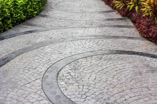 Stamped decorative concrete walkway